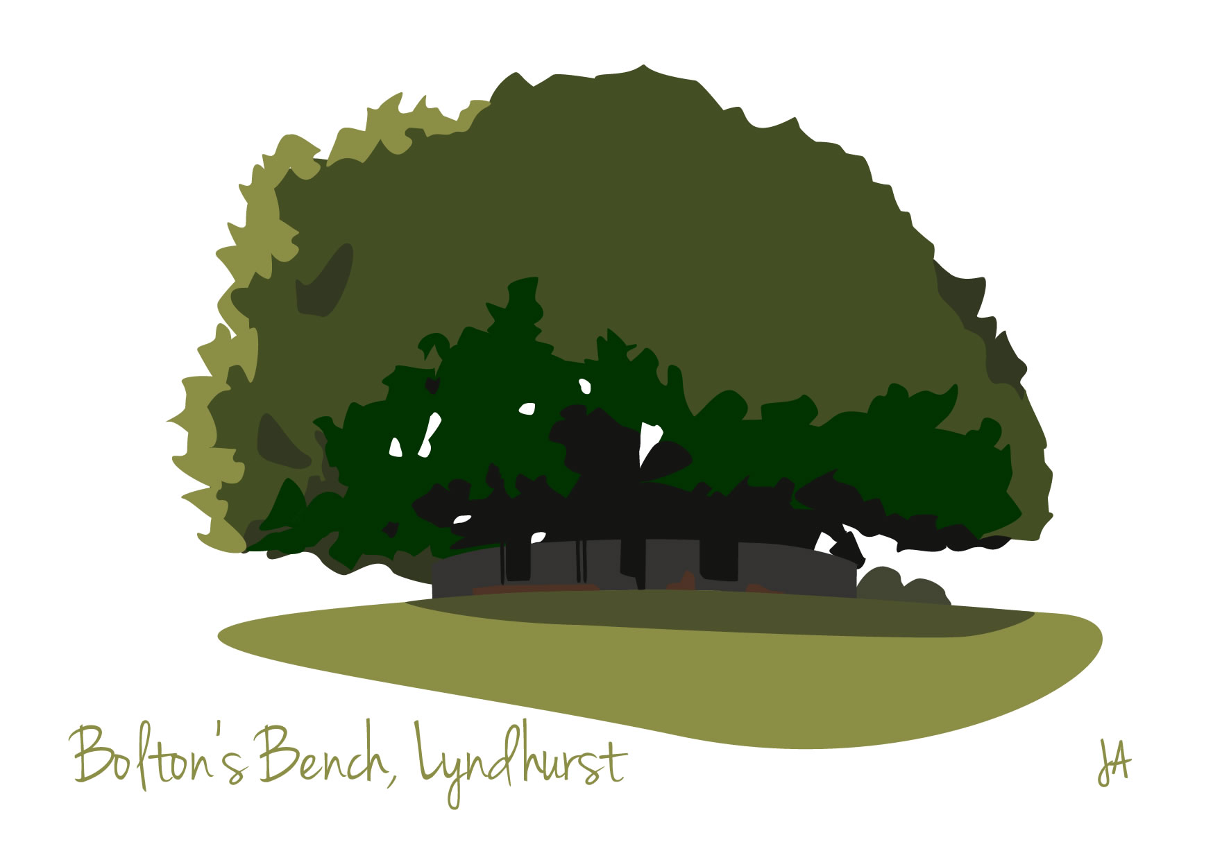 Pack of 5 postcards (Bolton's Bench, Lyndhurst)