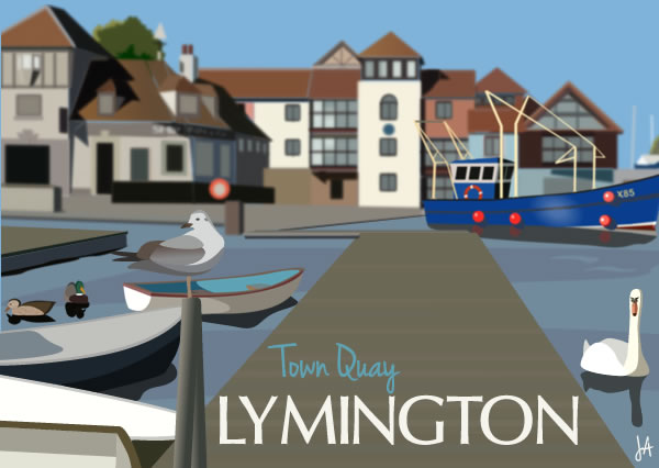 Pack of 5 postcards (Town Quay, Lymington)