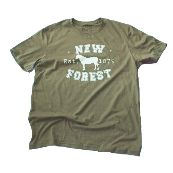 Men's T-shirt - Classic New Forest Pony silhouette (White print on Khaki T-shirt)